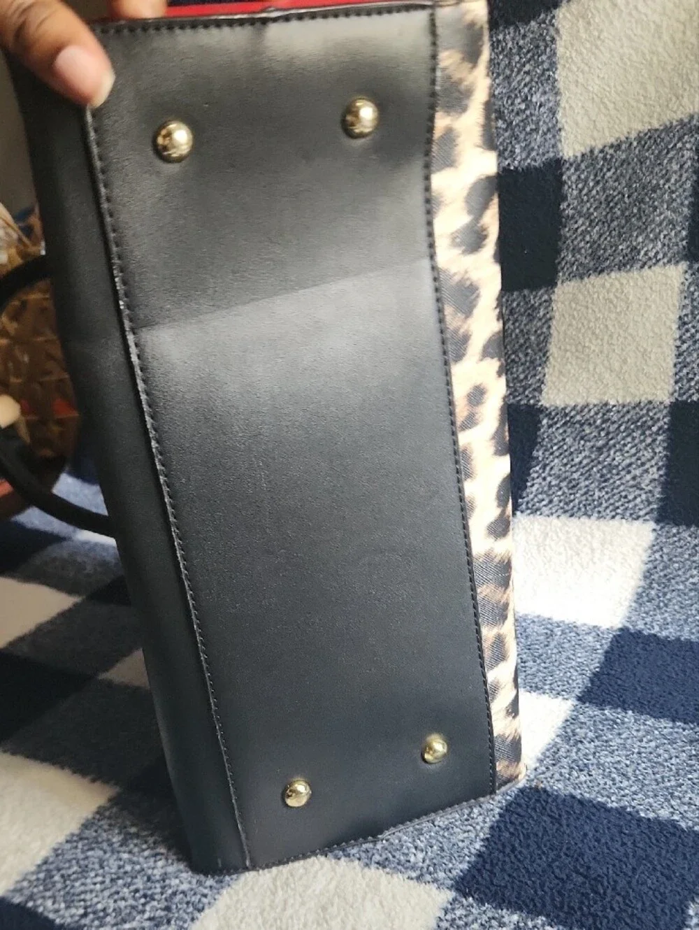 (Unbranded) Leopard Print Tote Bag with Red Side Panels